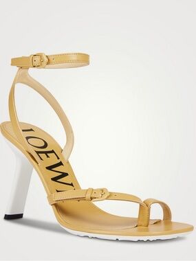 Loewe Beige Leather Petal Sandals with White Sculpted Heel size 41